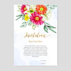 beautiful watercolor floral  wedding card