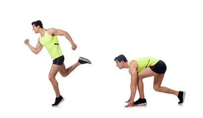 Fototapeta na wymiar Young muscular man doing exercises 