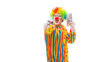 Male clown isolated on white 
