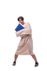 Young mad man isolated on white 