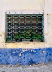 Fondo y textura de ventana retro con macetas