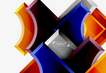 3d futuristic shapes vector abstract background made of glossy pieces with light effects