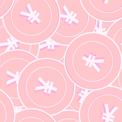 Chinese yuan copper coins seamless pattern. Notewo