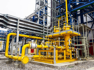 Fuel gas fitter systems in industry zone at Combined-Cycle Co-Generation power plant.