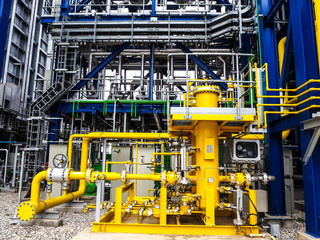 Fuel gas fitter systems in industry zone at Combined-Cycle Co-Generation power plant.