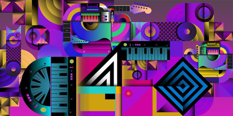 Vector illustration music instrument and colorful art background