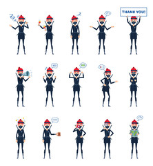 Big set of female ninja characters showing different actions, gestures, emotions. Cheerful ninja singing, sleeping, holding banner, loudspeaker, map and doing other actions. Simple vector illustration © paper_owl