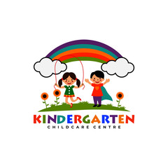 Obraz na płótnie Canvas Kids Kindergarten Logo Templates