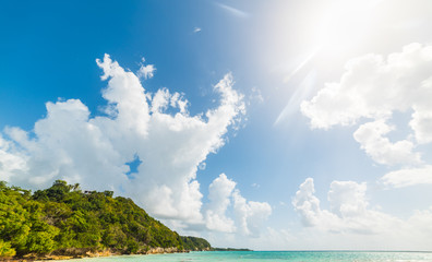 Turquoise water and shining sun in Pointe de la Saline beach