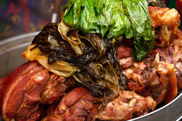 kah moo or stewed pork leg , thai delicious fat food