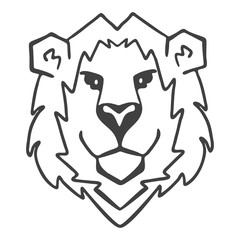 Logo lion head. Stylized mascot.