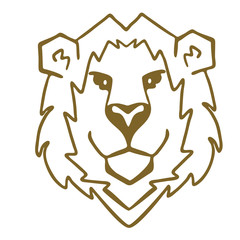 Logo lion head. Stylized mascot.