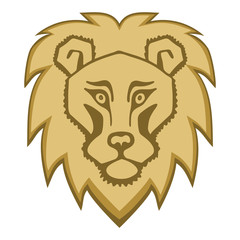 Logo lion head. Stylized mascot.