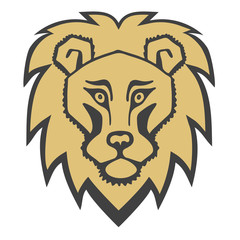 Logo lion head. Stylized mascot.