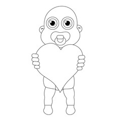 Baby with heart outline. Stock isolated illustration