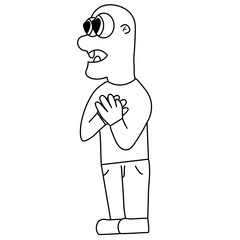 man in love outline. isolated stock illustration