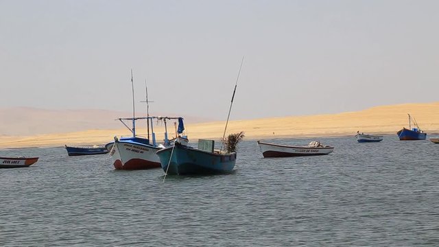 Panoramic view of Lagunillas Beach in the National Reserve of Paracas Park, Peru