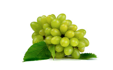 Green grape isolated on white background.