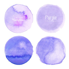 Purple watercolor background, Pastel watercolor logo, Vector illustration.