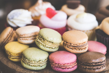 Colorful Macarons and Cupcakes