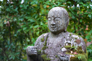 Fototapeta na wymiar Close up picture of the beautiful Buddha Statue in the Eikando Temple in Kyoto