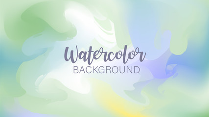 Pastel watercolor backdrop.  Fashion background. Watercolor brush strokes. Creative illustration. Artistic color palette. Vector illustration.