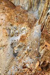 Aerial view of sections of open cut mining pit