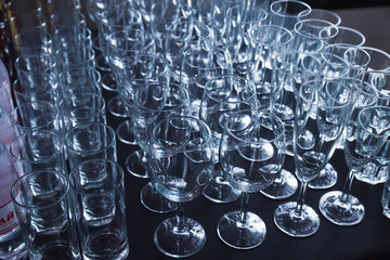 The texture of many crystal glasses in cool colors