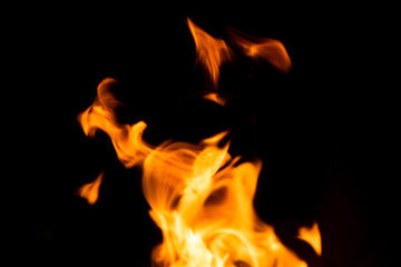 Fire isolated on black background. Isolated flame. Bright orange fire. Burning flame. Flames...