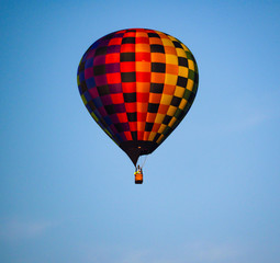 Colorful Hot Air Balloon Floating Blue Sky