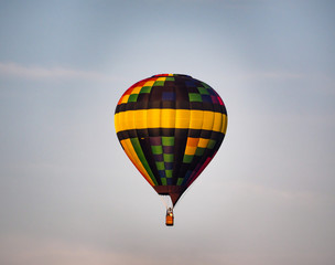 Colorful Air Balloon Floating Morning Sky
