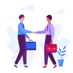 Concept businessman partnership. Men shaking hands illustration