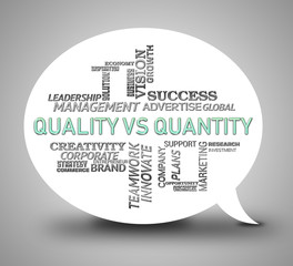 Quality Vs Quantity Words Depicting Balance Between Product Or Service Superiority Or Production - 3d Illustration