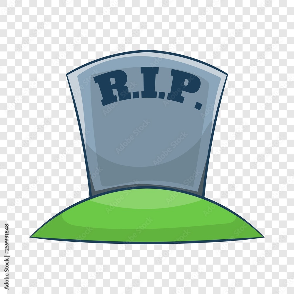 Poster rip on grave icon in cartoon style isolated on background for any web design