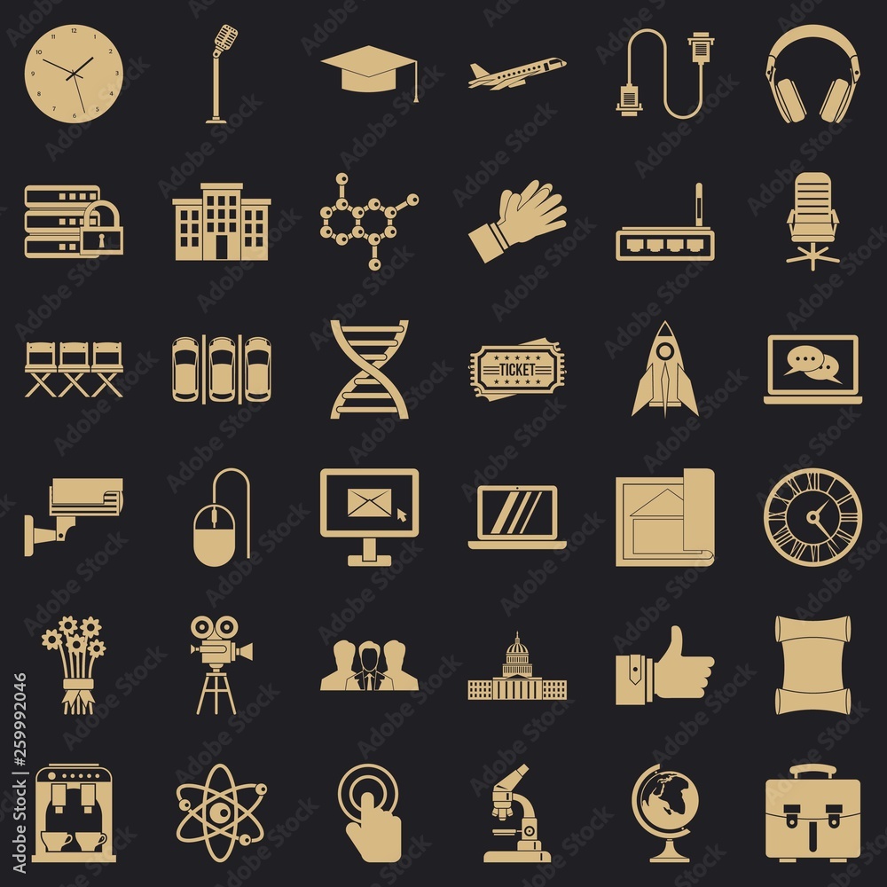 Poster seminar icons set. simple style of 36 seminar vector icons for web for any design