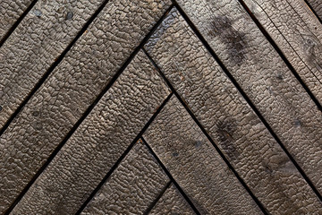 Burnt wooden board texture. Sho-Sugi-Ban Yakisugi is a traditional Japanese method of wood preservation.