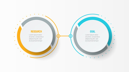 Vector infographic design template with 2 options or steps.  Can be used for process diagram, workflow layout, info graph, annual report,  flow chart. 
