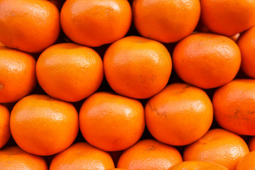 Fresh oranges in market , healthy organic fruits