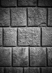 Stone wall background in black and white