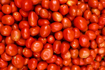 Fresh organic tomatoes in marketplace