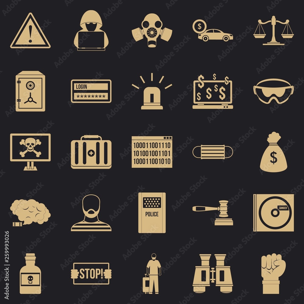 Poster fault icons set. simple set of 25 fault vector icons for web for any design