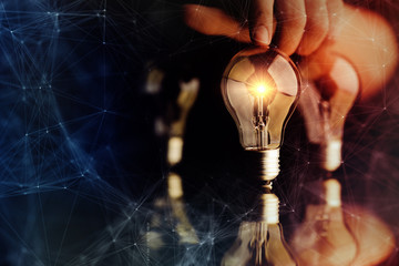 light bulb on old black vintage creativity ideas texts