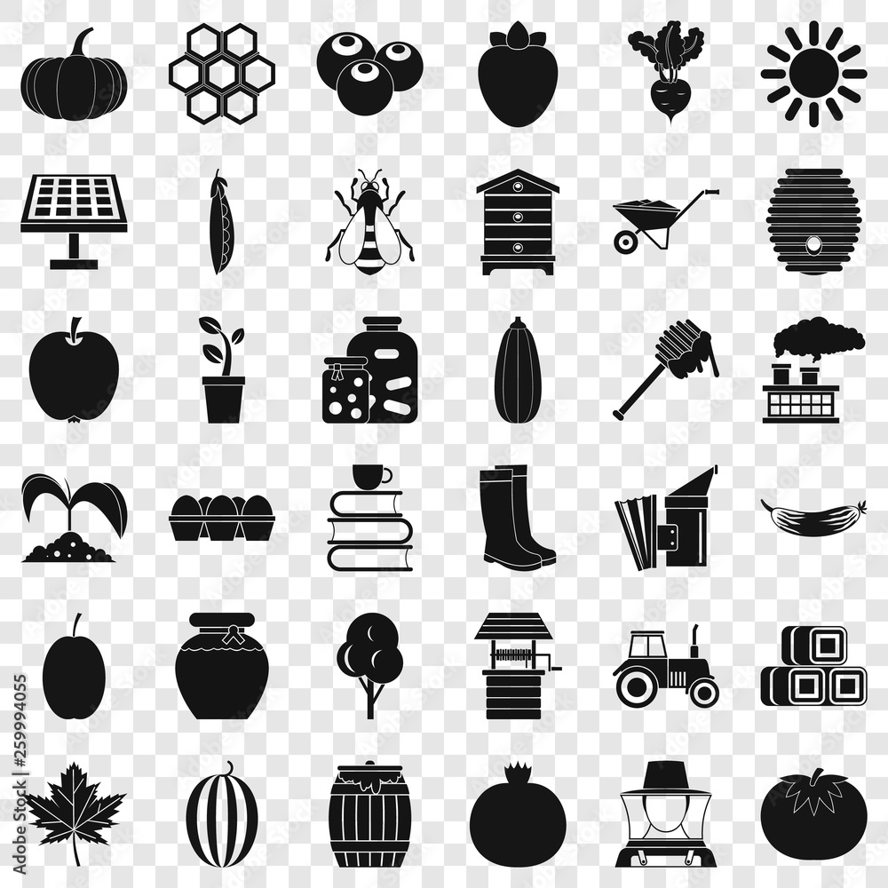 Poster useful vitamin icons set. simple style of 36 useful vitamin vector icons for web for any design