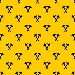 Crossed blacksmith hammer pattern seamless vector repeat geometric yellow for any design