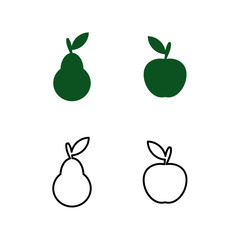 Apple and pear icons. Vector illustration