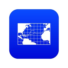 Map trips of Columbus icon digital blue for any design isolated on white vector illustration