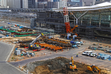 工事中の高輪ゲートウェイ駅（2019年4月）