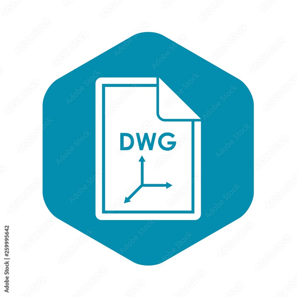 Aufkleber file dwg icon in simple style isolated on white background. document type symbol