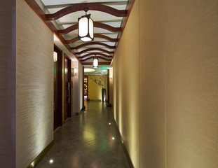 Chinese antique interior architecture corridor