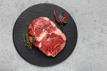 Raw meat ready for cooking, top view